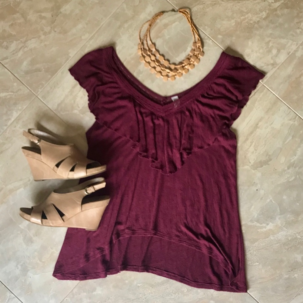 American Rag ruffle A-line top - Picture 3 of 7